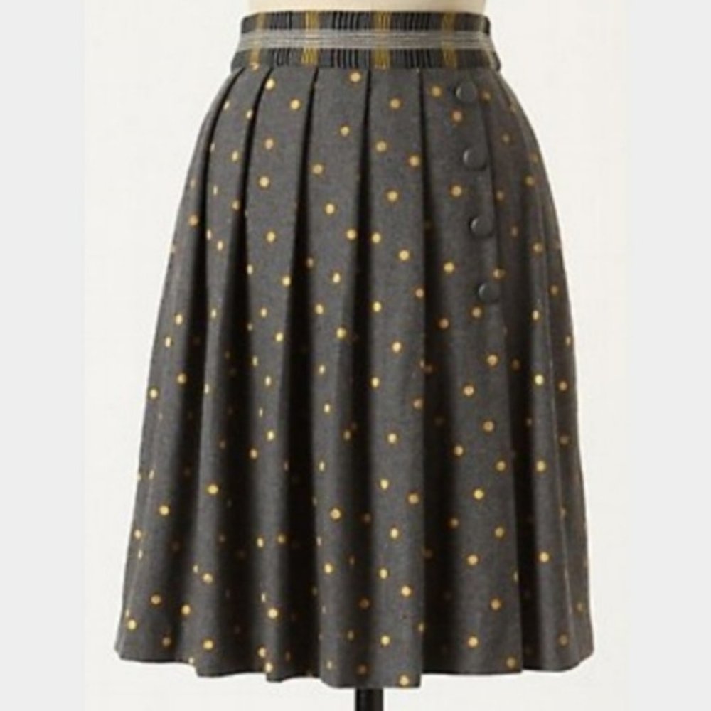 Anthropologie Plenty By Tracy Reese Polka Dot Pleated Skirt Size 6